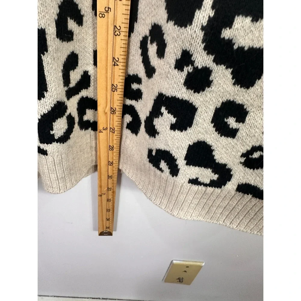 J. Jill Cardigan Sweater Womens LP Large Petite Leopard Print Button Front